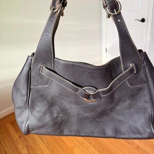 Furla Italian Pebbled Leather Shoulder Bag - Dark Brown / Mahogany